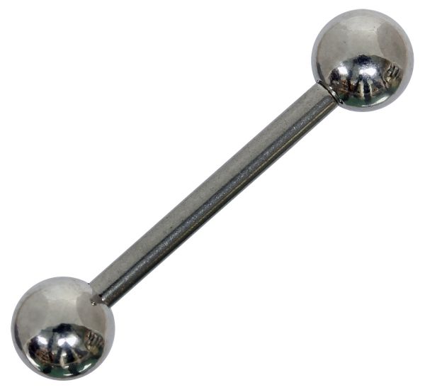Hantel - Straight Barbell 1,6 mm aus Stahl mit Kugeln Piercing