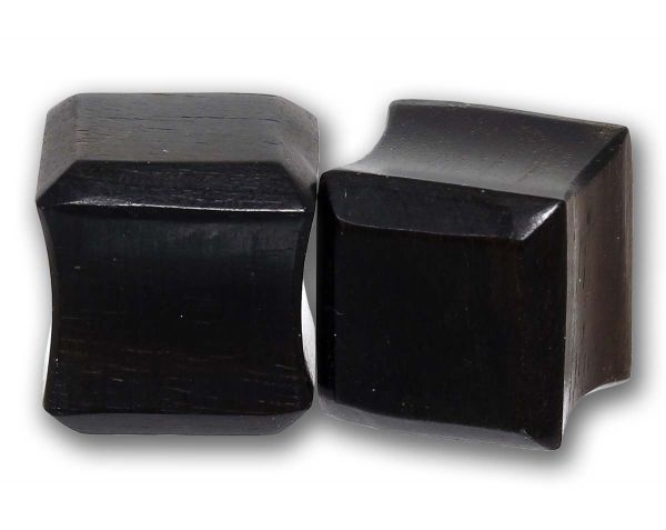 Double Flared Viereck Plug Black Areng Wood 6,0 - 25 mm Ohrschmuck Flesh Tunnel