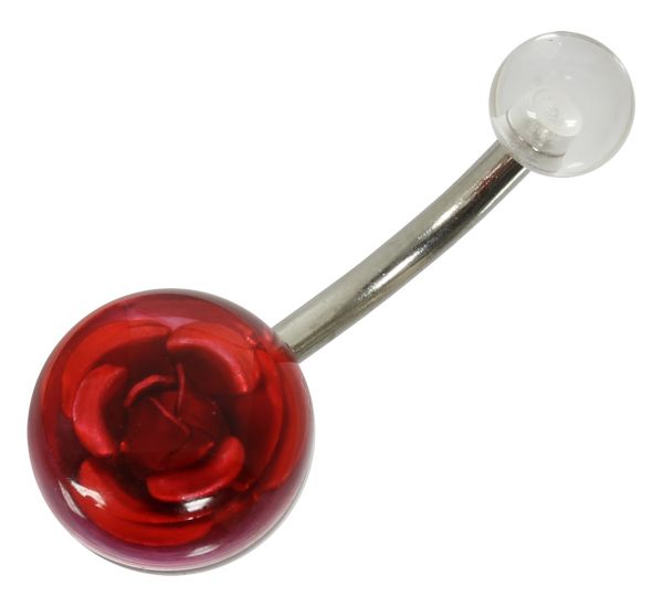 Bauchnabelpiercing ROSE ROT aus Chirurgenstahl mit Acryl-Kugeln Navel Piercing Bauchnabel