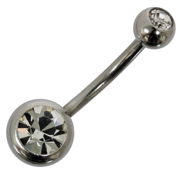 Bauchnabelpiercing aus Chirurgenstahl mit 2 Kristallen in klar Navel Piercing Bauchnabel