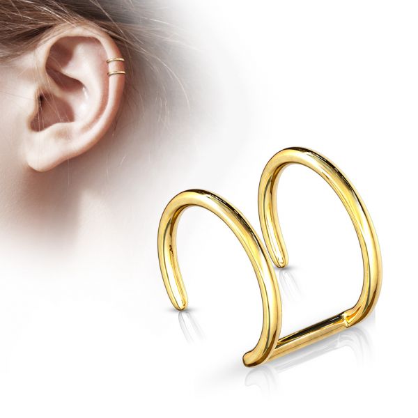 Ohrklemme DOUBLE CLOSURE RING aus 316L Chirurgenstahl gold - Ohrklammer Non-Piercing