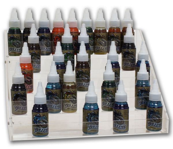Display in transparent für ca. 45 Tattoofarben (30 ml) aus Acryl Ink Display