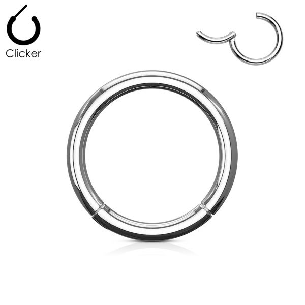 Segmentring SILBER mit Scharnier - 1,2 mm aus Chirurgenstahl - Smooth Closure Ring