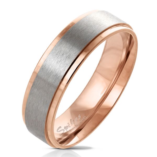 Edelstahl Ring ROSE GOLD Bicolor in verschiedenen Größen Verlobungsring
