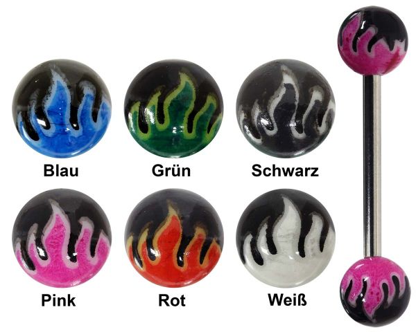 Zungenpiercing FEUER aus Acryl in verschiedenen Farben Brustwarzenpiercing Piercing