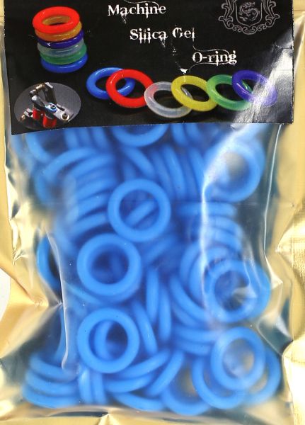 100 Stück Federgummis O-Ringe in blau für Tattoomaschinen Silikon Tattoobedarf