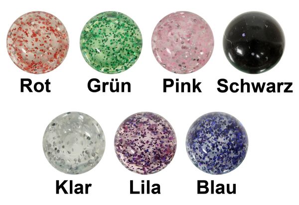 Glitter-Kugel aus Acryl für 1,6 mm Gewinde zum aufschrauben Ersatzkugel Piercingkugel